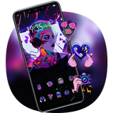 theme.colorful.bright.beautiful.girl.music.galaxy.m20.wallpaper