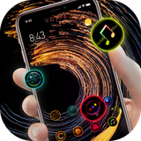 theme.abstract.dark.golden.shining.circles.bright.launcher.wallpaper