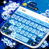 blue.flower.leaves.forget.me.not.keyboard.theme.free