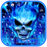 keyboard.flaming.skull.blue.fire.theme
