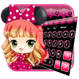 keyboard.theme.cute.pink.girl.black.shine