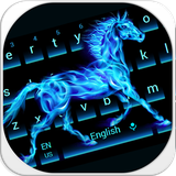 keyboard.theme.blue.flaming.fire.horse.typewriter