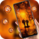 theme.skull.bones.autumn.of.life.painting.wallpaper