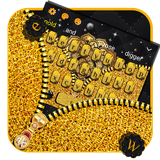 keyboard.theme.gold.lock.luxury.zipper.glitter
