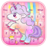 keyboard.theme.pink.cute.unicorn.glitter