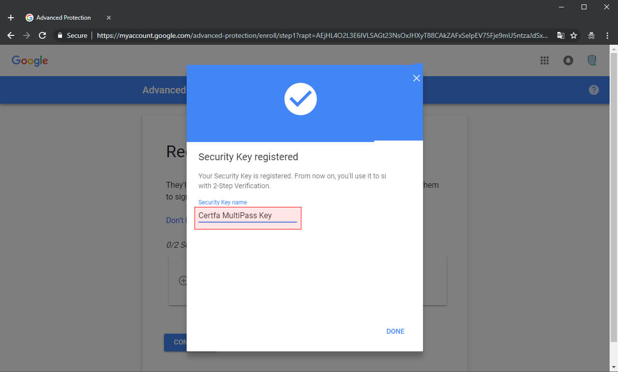 تعیین نام برای کلید