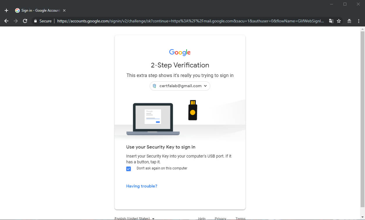 آزمایش کلید امنیتی سخت‌افزاری برای گوگل - تنظیمات حفاظت پیشرفته از حساب کاربری - Advanced Protection