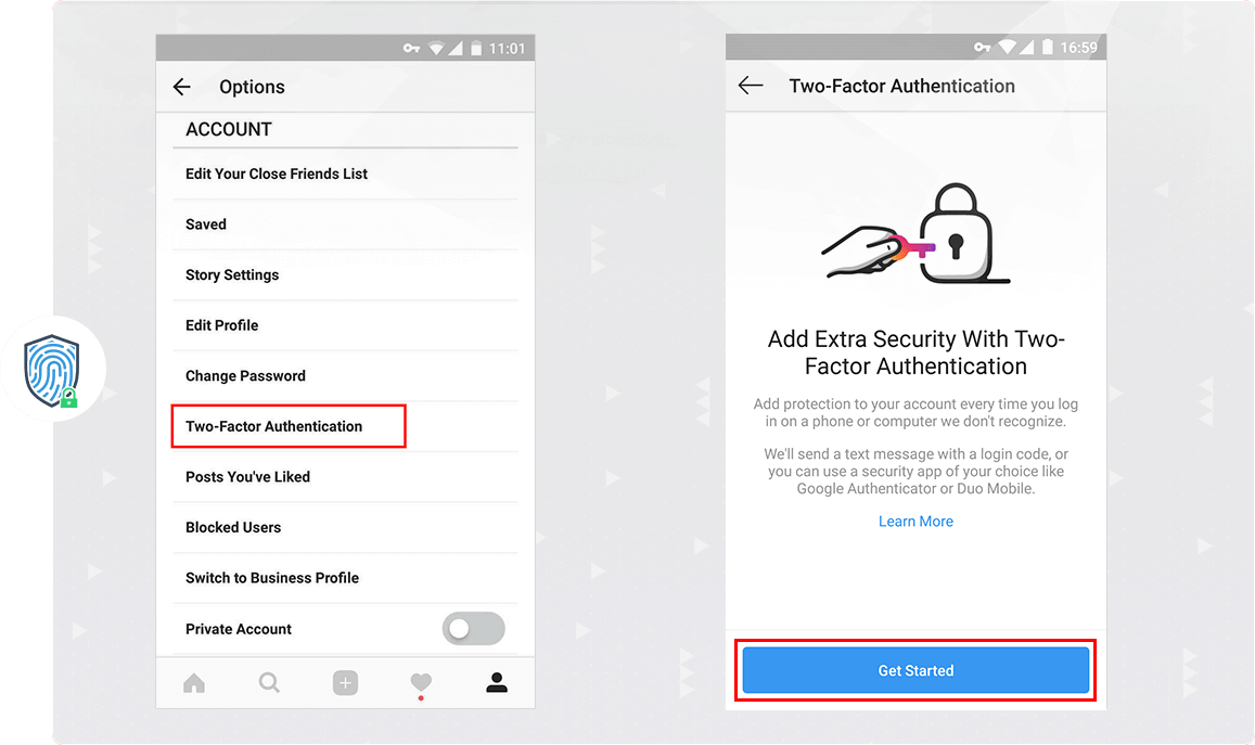 فعال‌سازی احراز هویت دو مرحله‌ای اینستاگرام