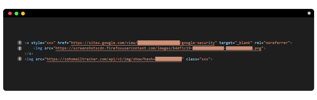 نمونه‌ای از کدهای مربوط به ایمیل فیشینگ ارسال شده به قربانیان