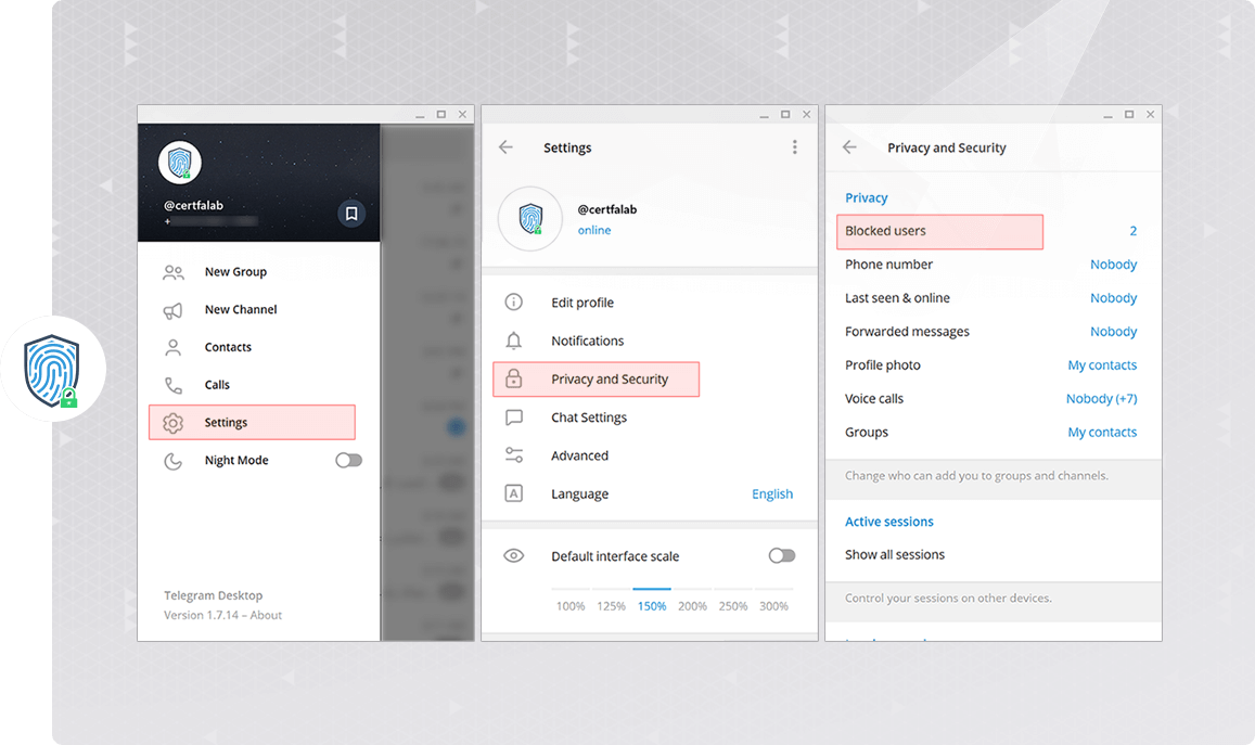 مدیریت مسدودسازی حساب‌ها در تلگرام