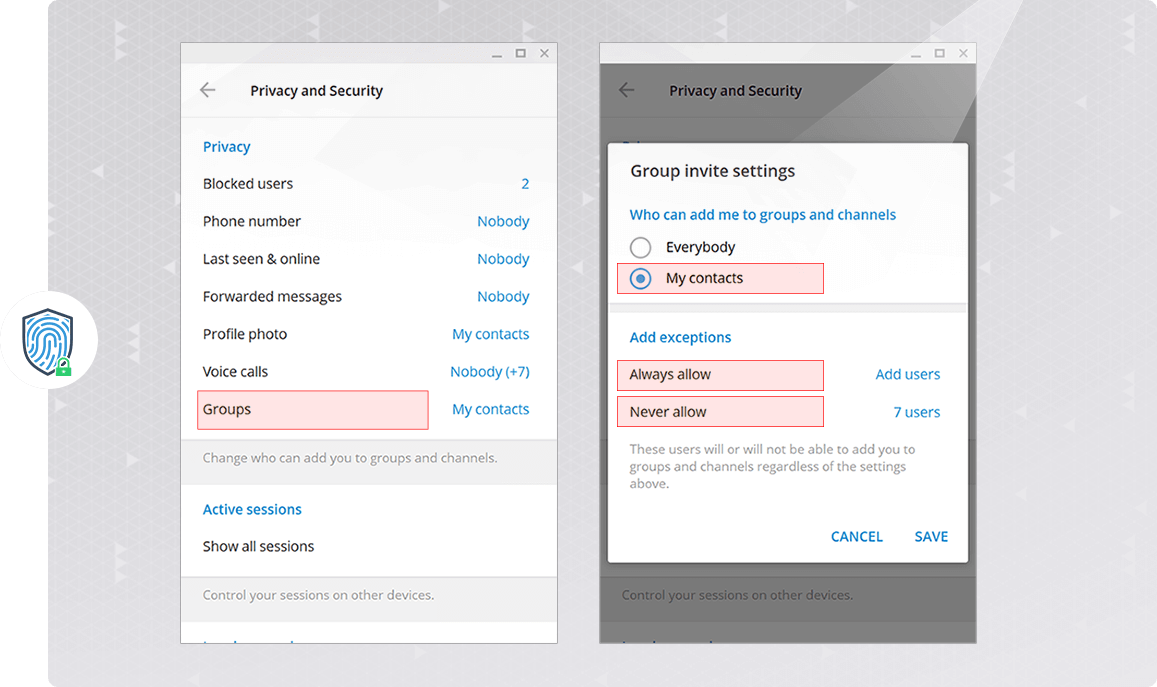 مدیریت افزوده شدن به گروه‌ها در تلگرام