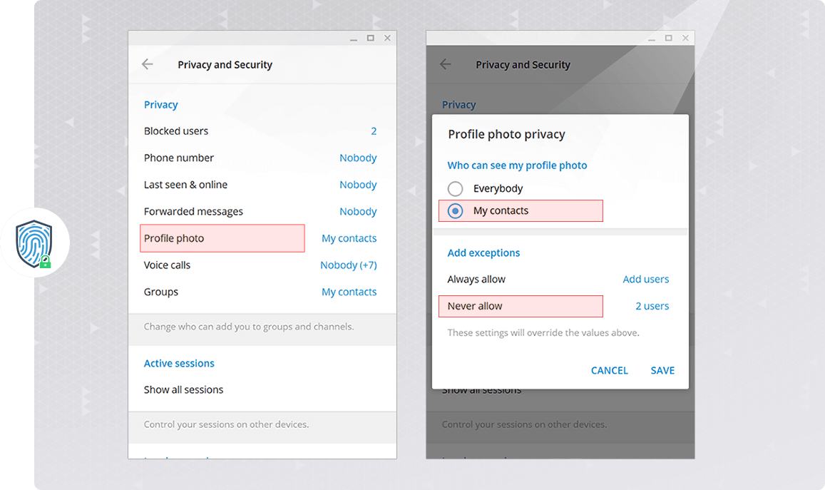 مدیریت نمایش تصویر پروفایل در تلگرام