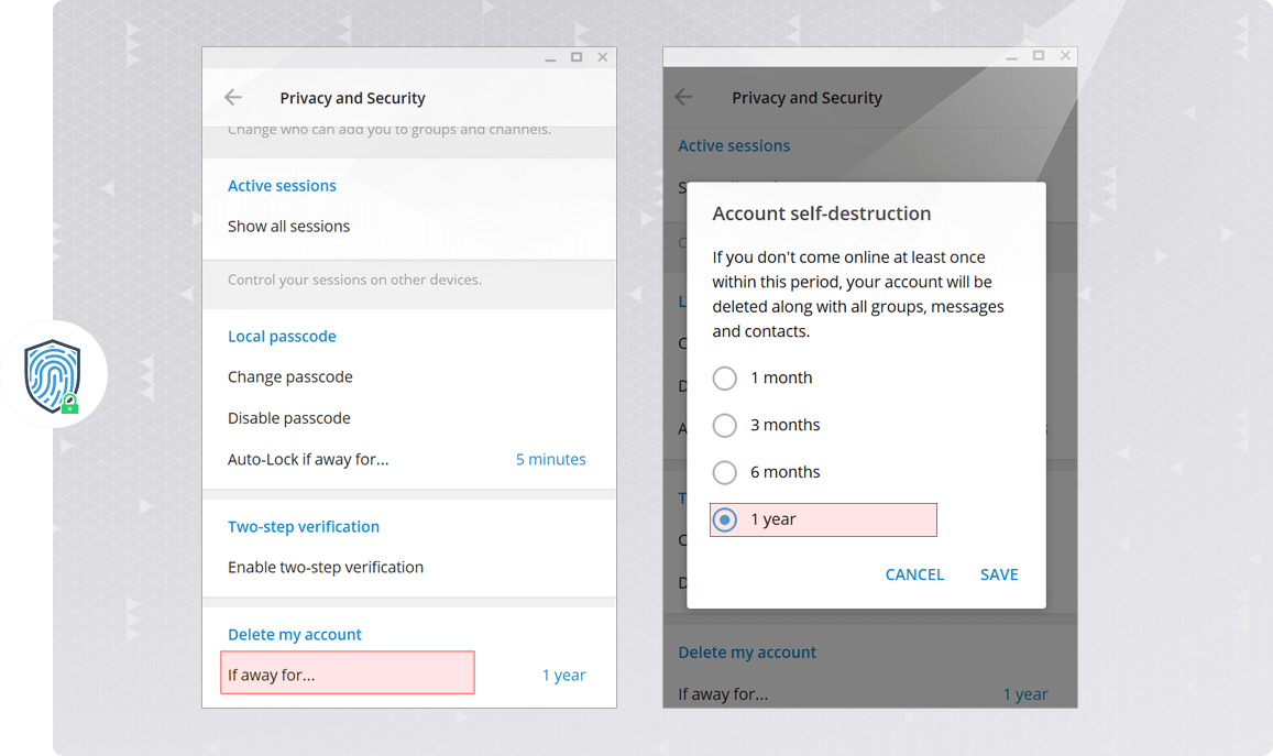 حذف خودکار حساب در تلگرام