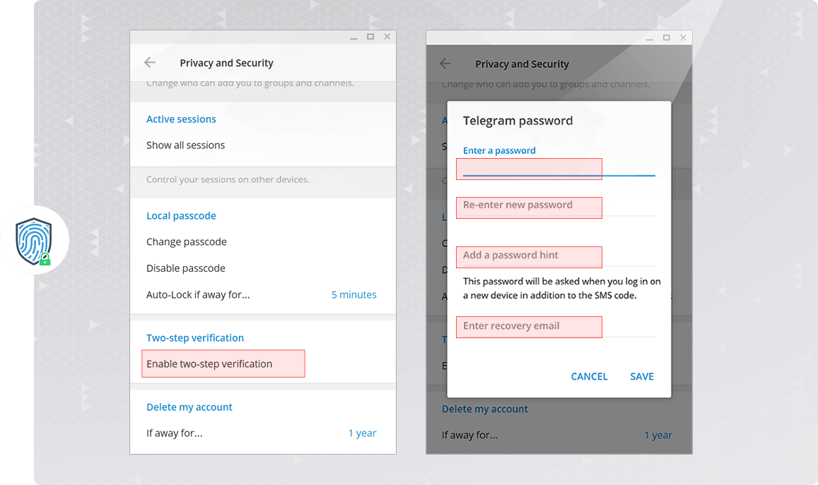 ورود دو مرحله‌ای به تلگرام