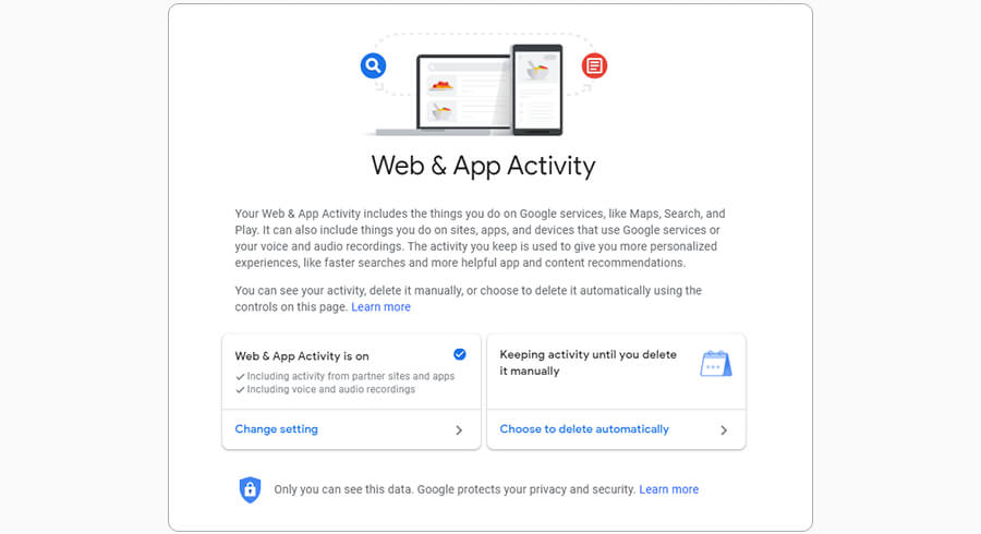 سوابق فعالیت‌های کاربری در وب و برنامه‌های مختلف