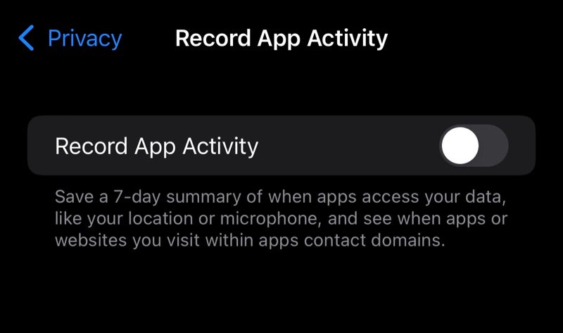 قابلیت Record App Activity در iOS